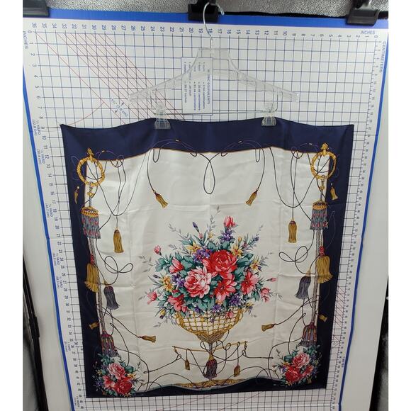 Nordstrom Luxe Floral Silk Tassel Scarf Bold Statement Vintage Couture Print - Picture 5 of 11